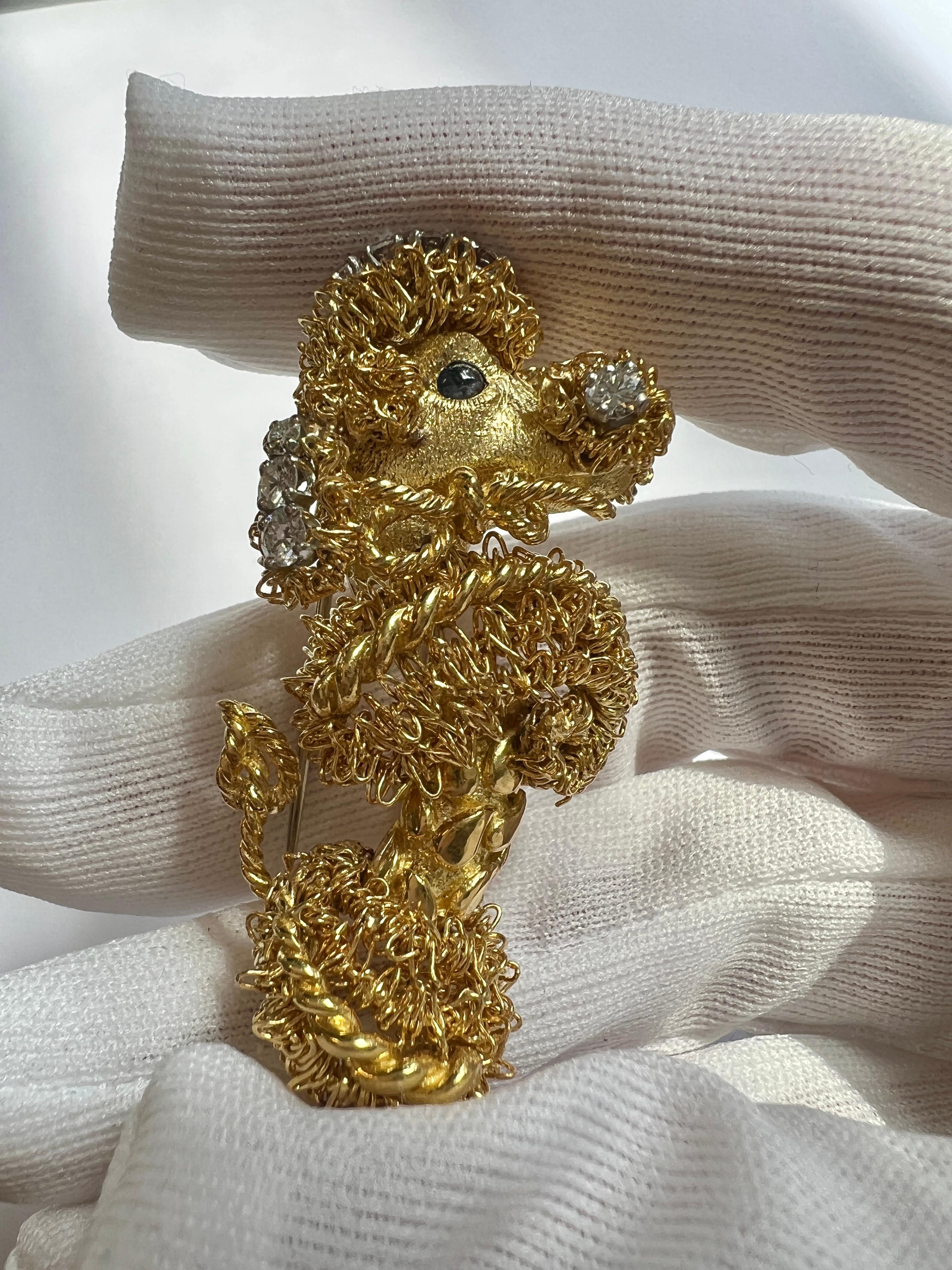 Gold Diamond Poodle Brooch For Sale 6