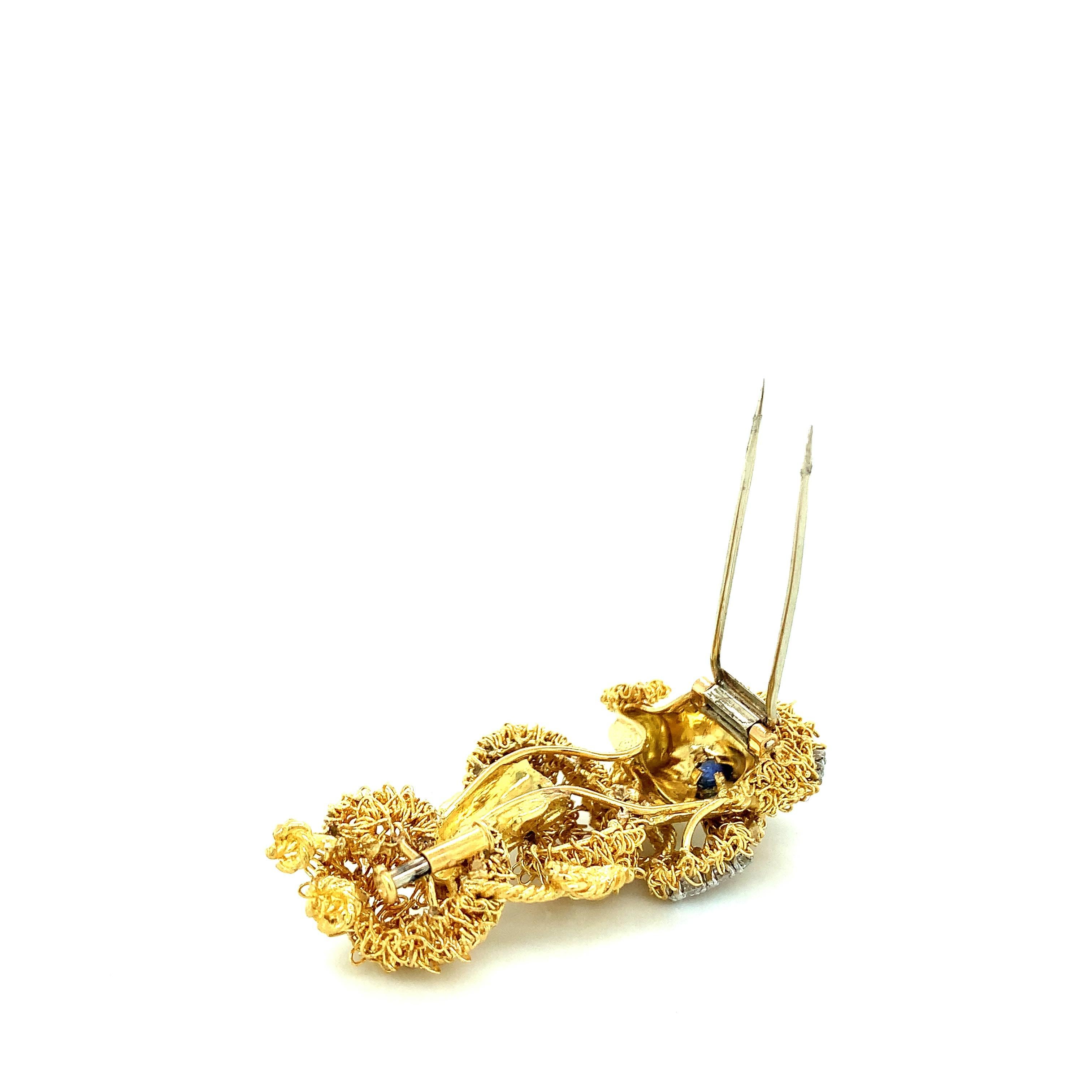 Women's or Men's Gold Diamond Poodle Brooch For Sale