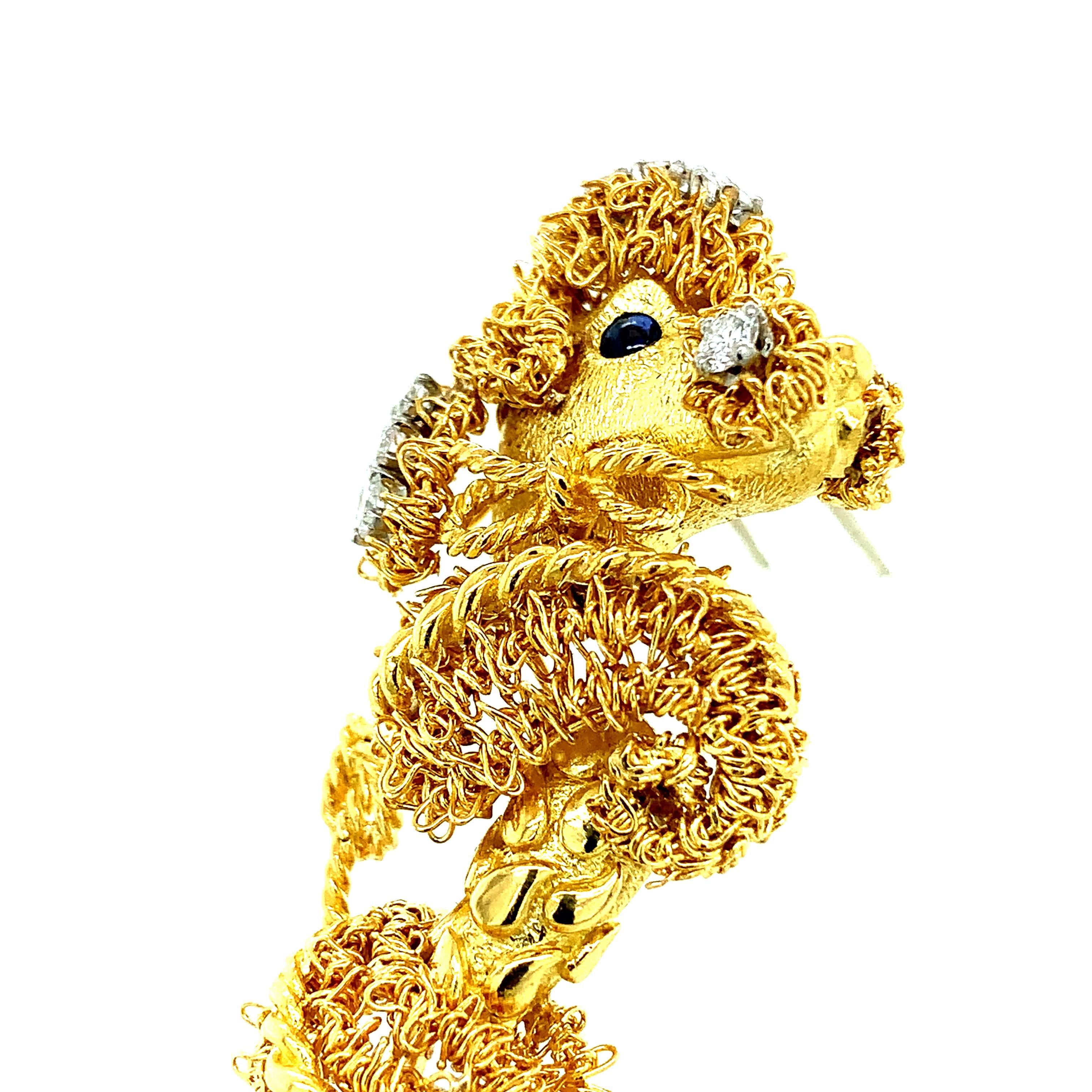 Gold Diamond Poodle Brooch For Sale 1