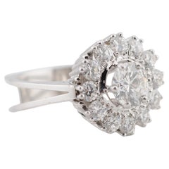 Gold Diamond Ring, 1.10 ct Center, 1.20 ct Side Stones