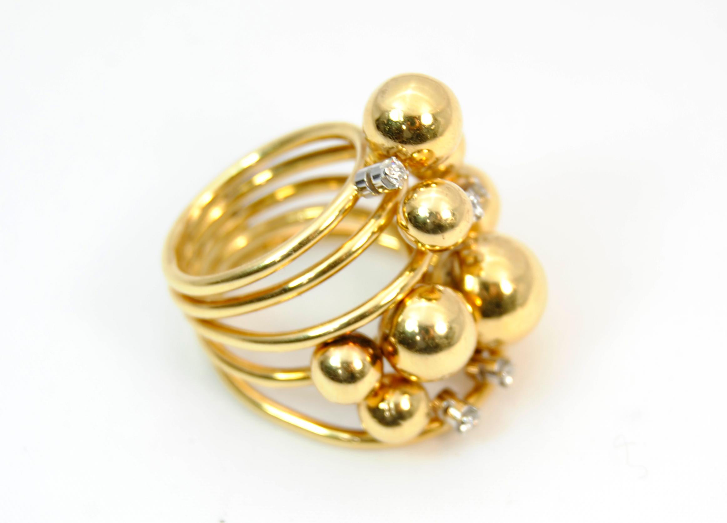 Contemporary Gold Diamond Ring K di Kuore