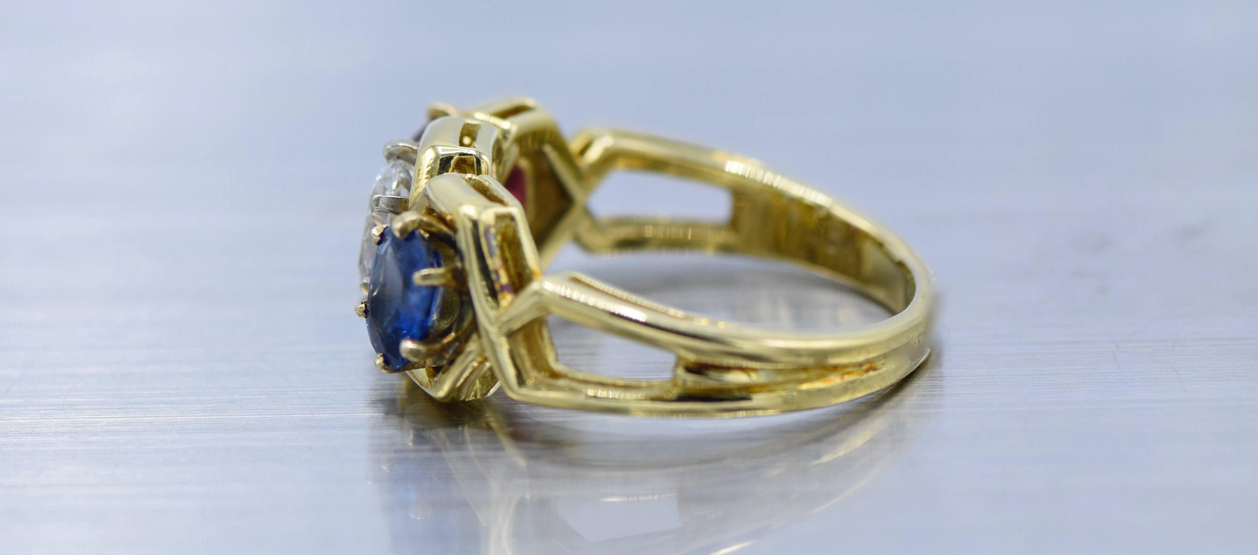 ruby diamond sapphire ring