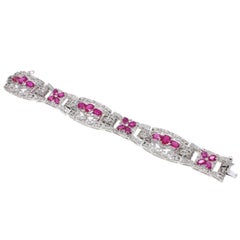 Diamants de 4,64 carats, rubis et blanc 14 carats  Or  Bracelet