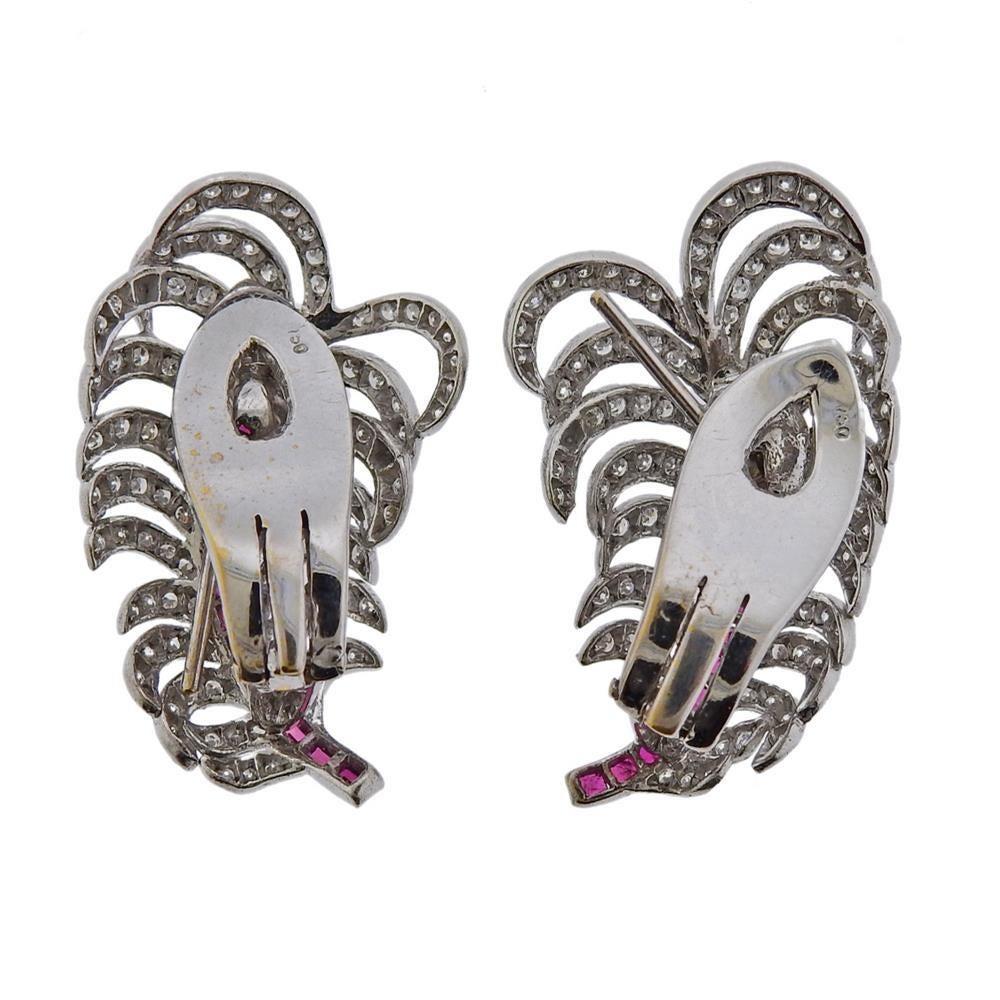 feather diamond earrings