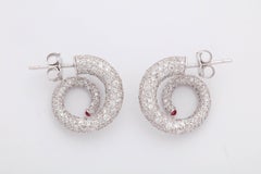 Gold Diamond Ruby Horn Earrings