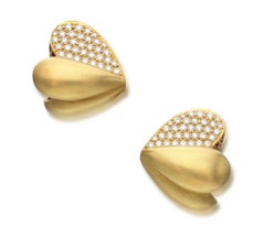Gold, Diamond, Sapphire, and Ruby Heart Ear Clips