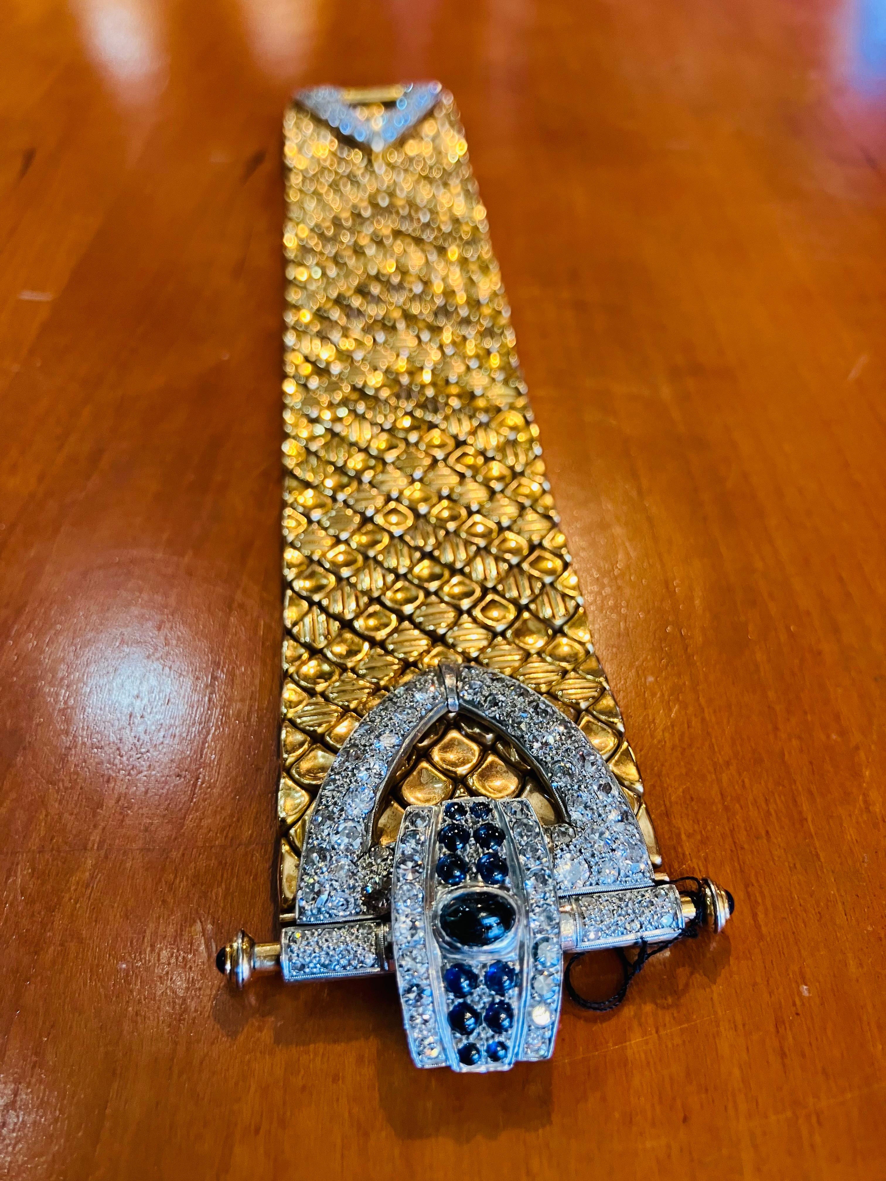 Gold  Diamond Sapphire Bracelet  For Sale 1