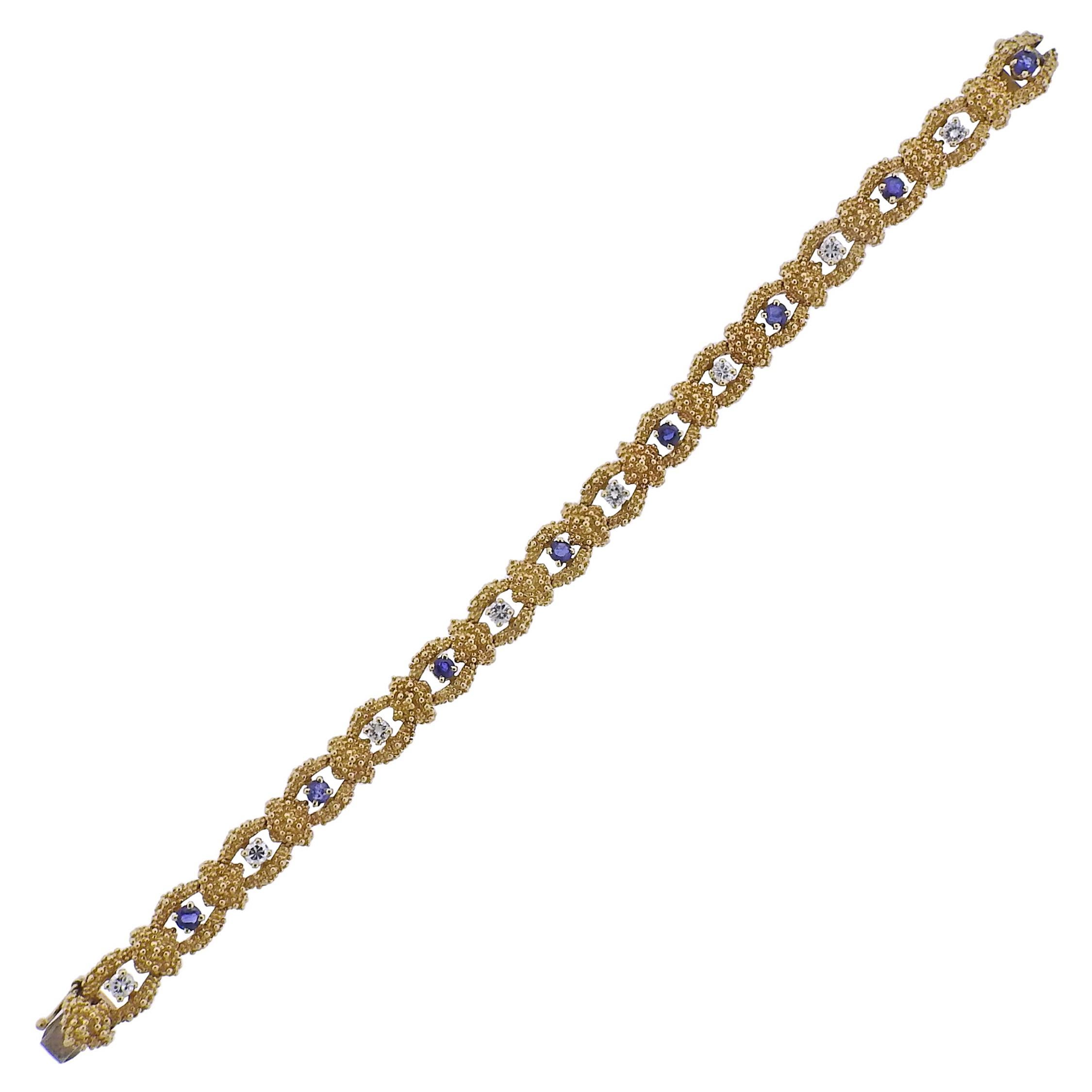 Armband aus Gold mit Diamanten und Saphiren