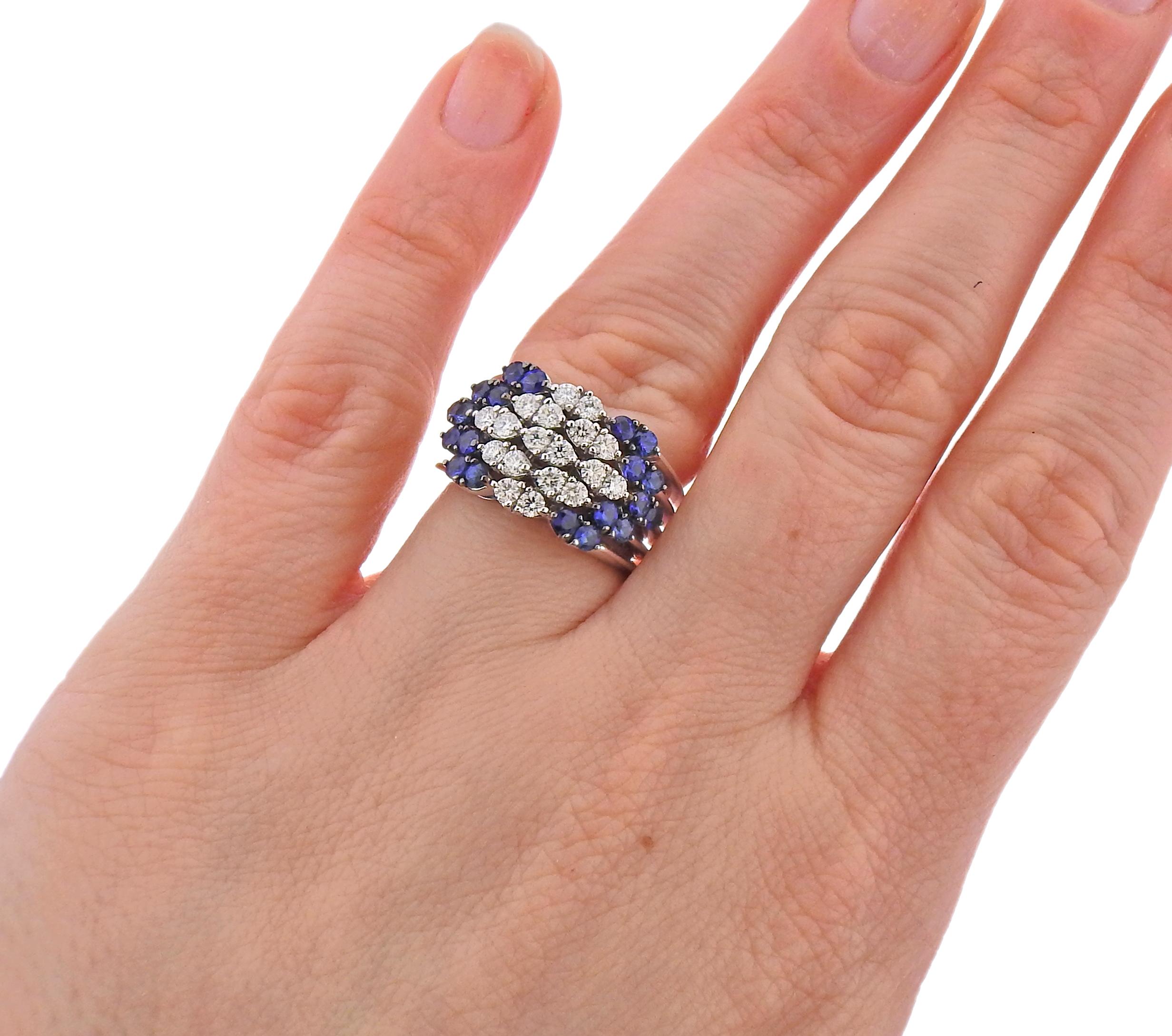 Gold Diamond Sapphire Ring In Excellent Condition For Sale In New York, NY