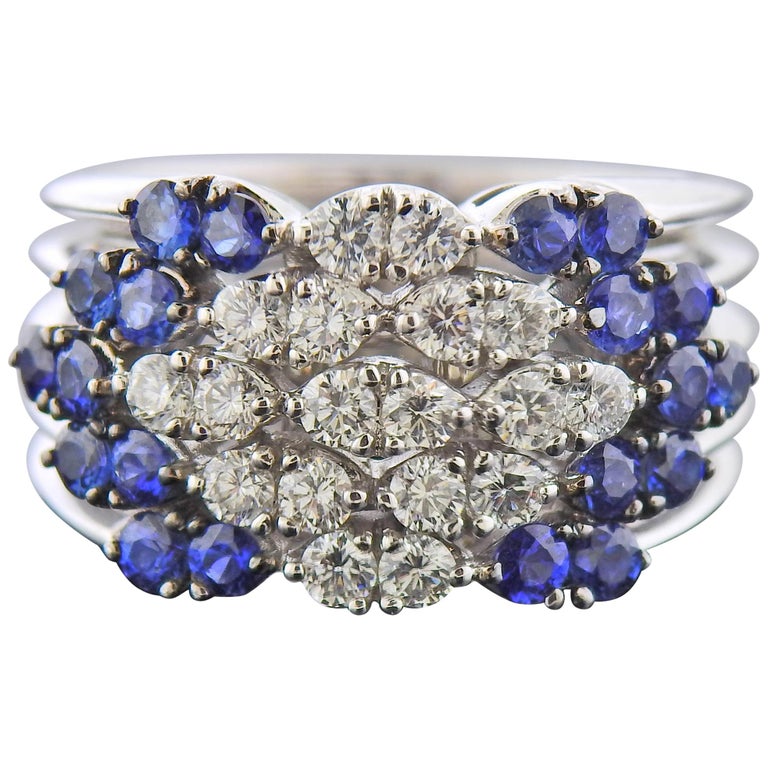 Gold Diamond Sapphire Ring For Sale at 1stDibs