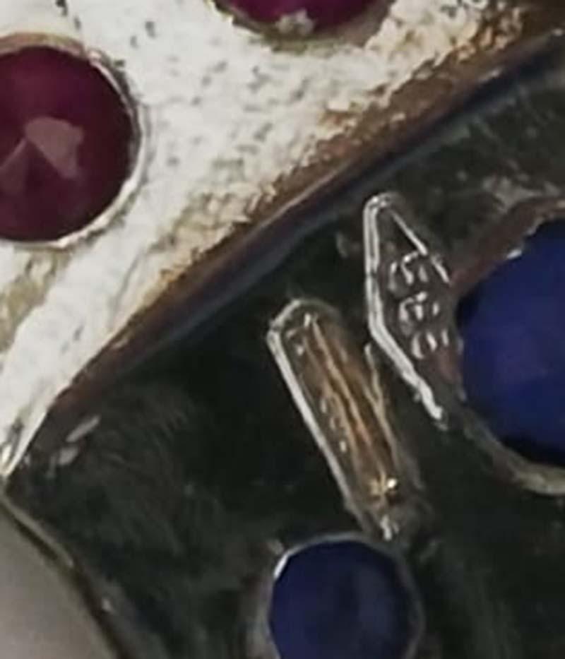 Women's Gold Diamond Sapphire Ruby Drop Gold Earring For Sale