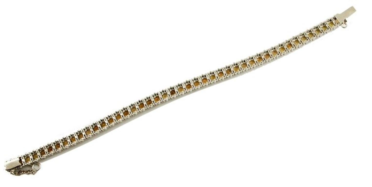 Gold Diamond Sapphire Tennis Bracelet In Good Condition For Sale In Marcianise, Marcianise (CE)