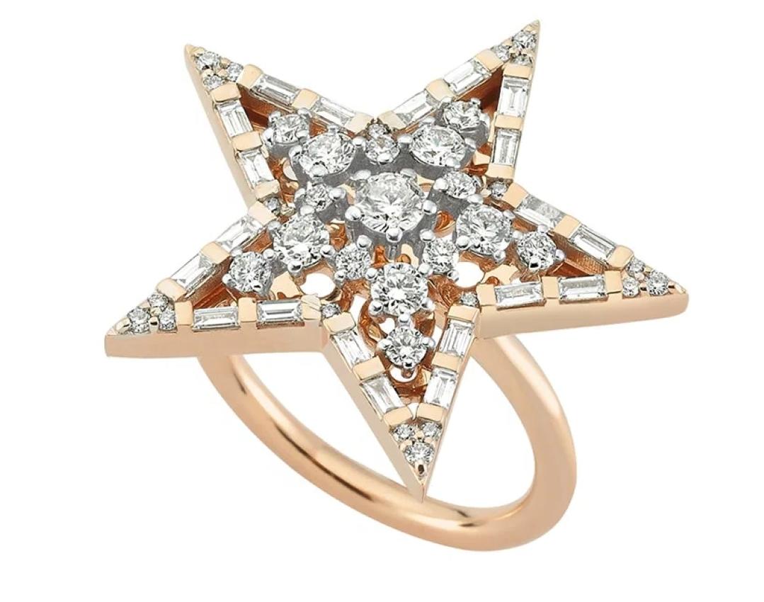 Gold/Diamant Stern Sirius-Ring  im Zustand „Neu“ im Angebot in West Hollywood, CA