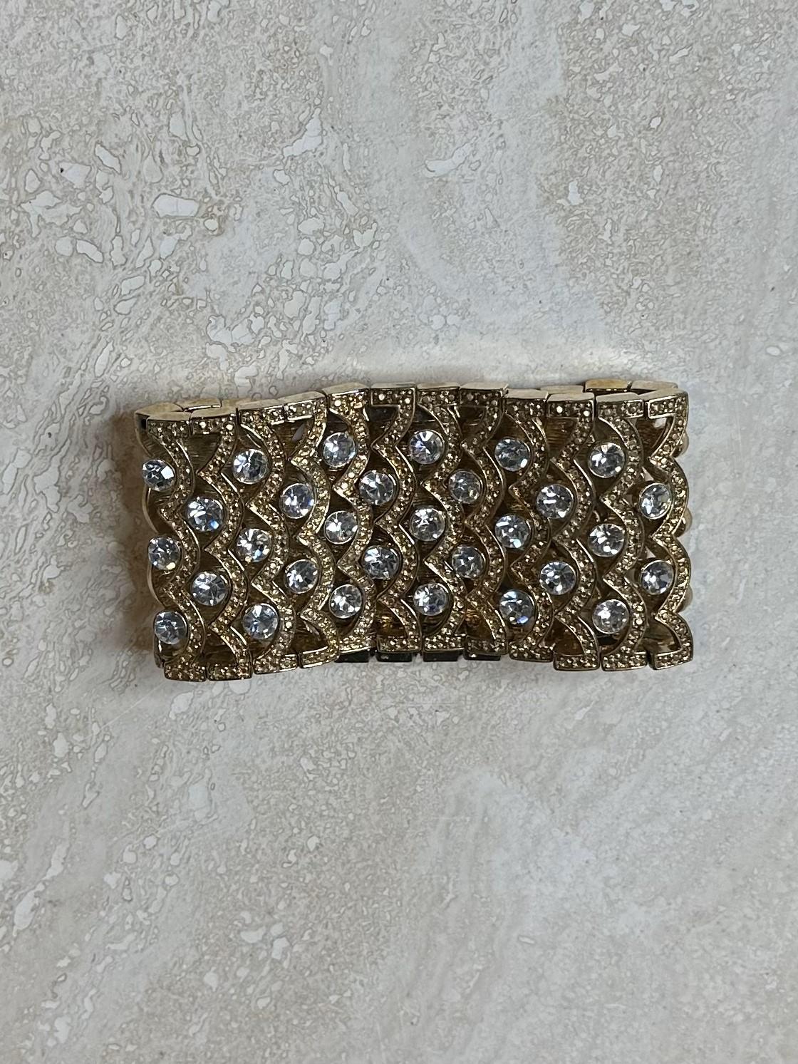 Vintage Gold & Diamant besetzte Stretch-Manschette für Damen oder Herren