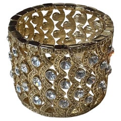Vintage Gold & Diamond Studded Stretch Cuff