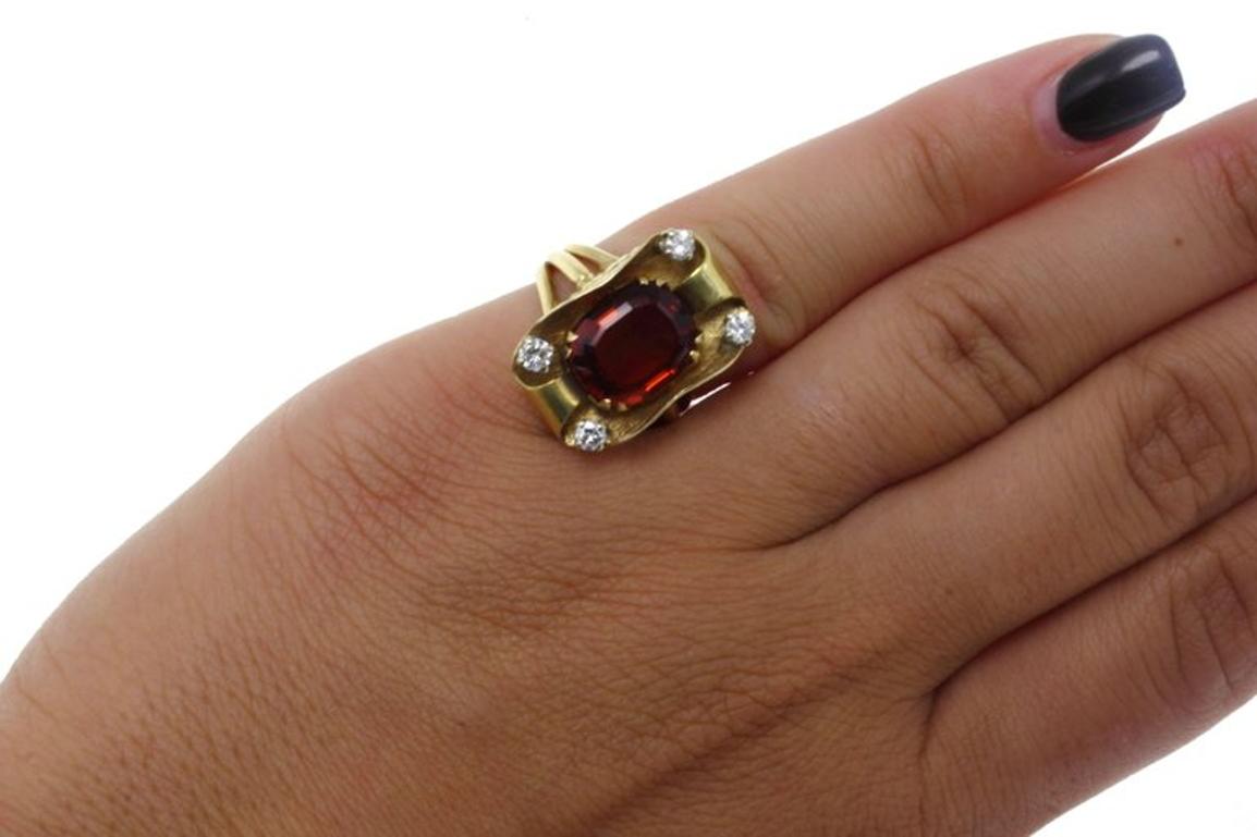 Gold Diamond Topaz Ring In Good Condition In Marcianise, Marcianise (CE)