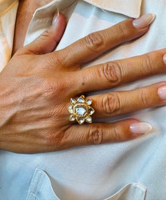 Gold & Diamond Vintage Flower Ring
