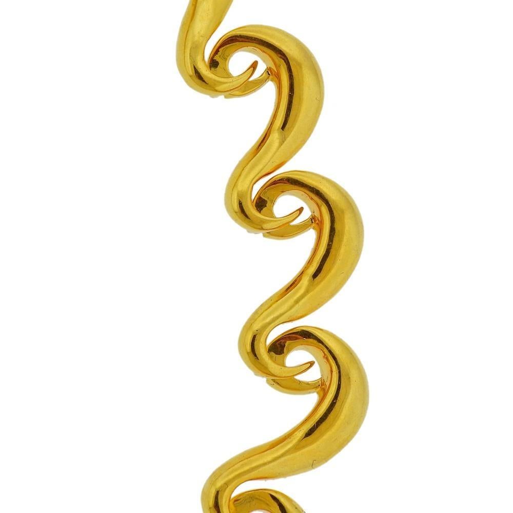 Gold-Diamant-Wellen-Halskette im Zustand „Hervorragend“ im Angebot in New York, NY