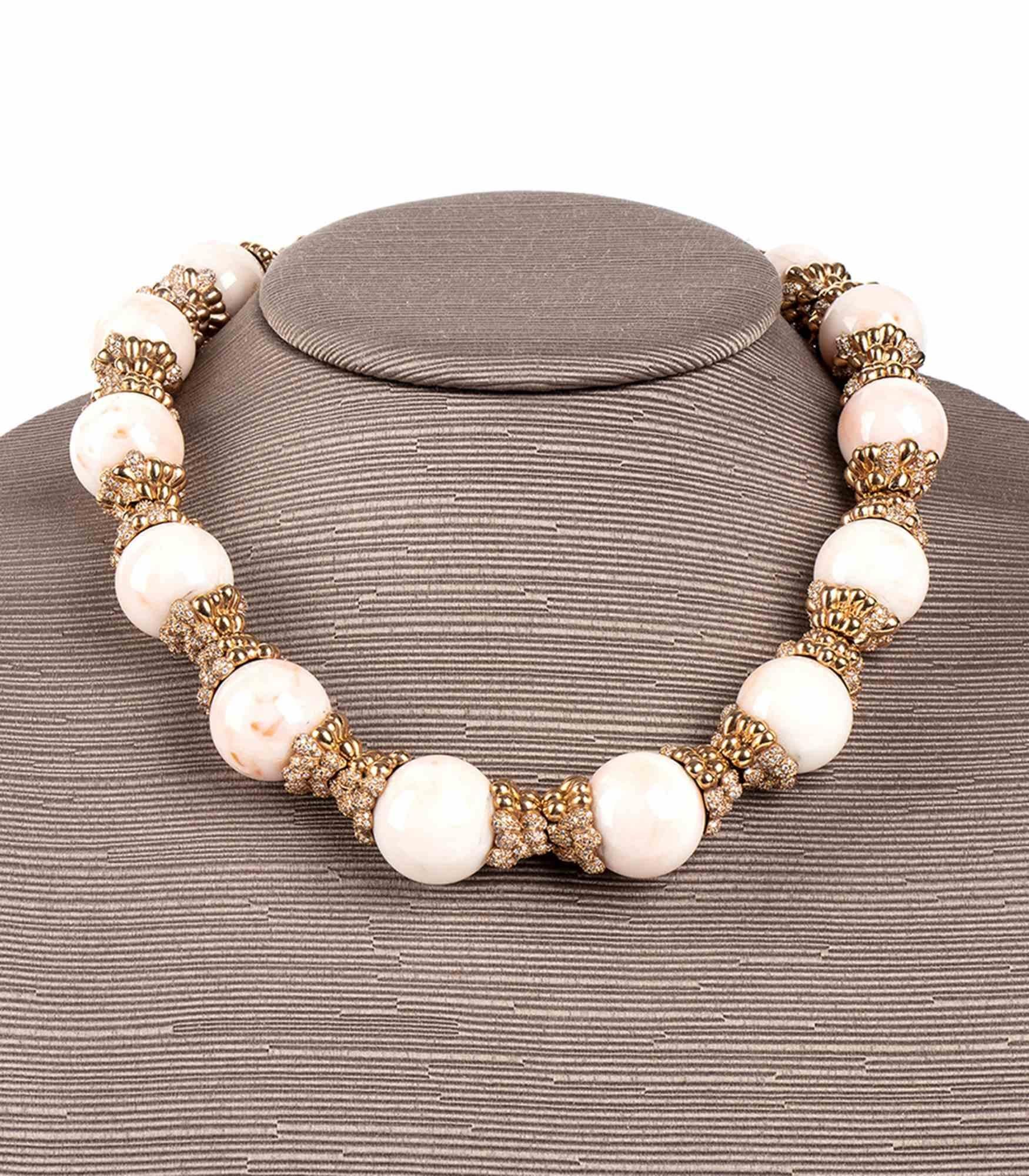 Modern Gold Diamonds and Australian Pearls Necklace