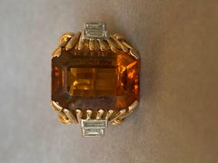 Gold Diamonds and Citrine French Vintage Ring