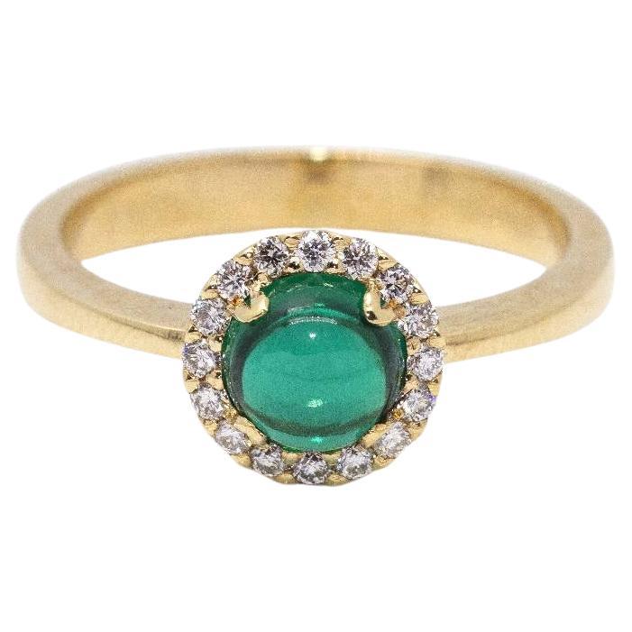 Gold, Diamonds and Emerald Ring For Sale