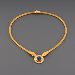 Gold Diamonds and Lapis Lazuli Greek Necklace