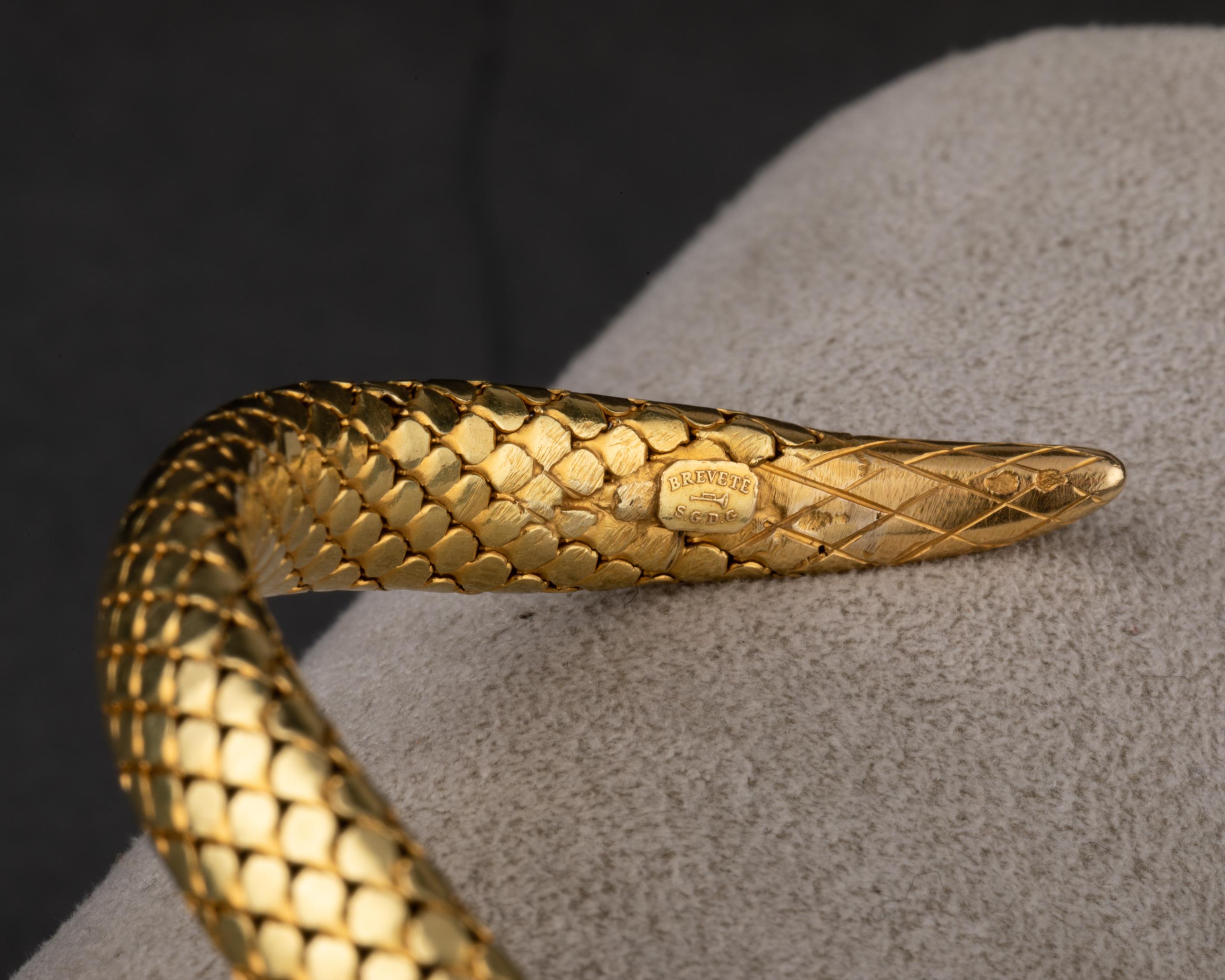 Gold Diamonds and Royal Blue Sapphire Antique Snake Bracelet 1