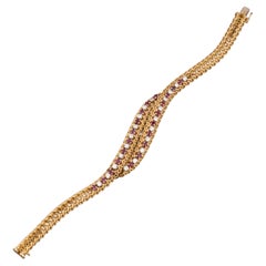 Gold Diamonds and Rubies Vintage Bracelet