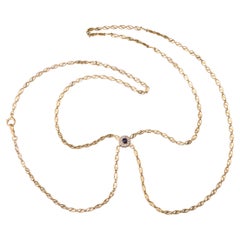 Gold Diamonds and Sapphire Vintage Chain Necklace