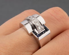 Gold Diamonds and Sapphires French Vintage Ring