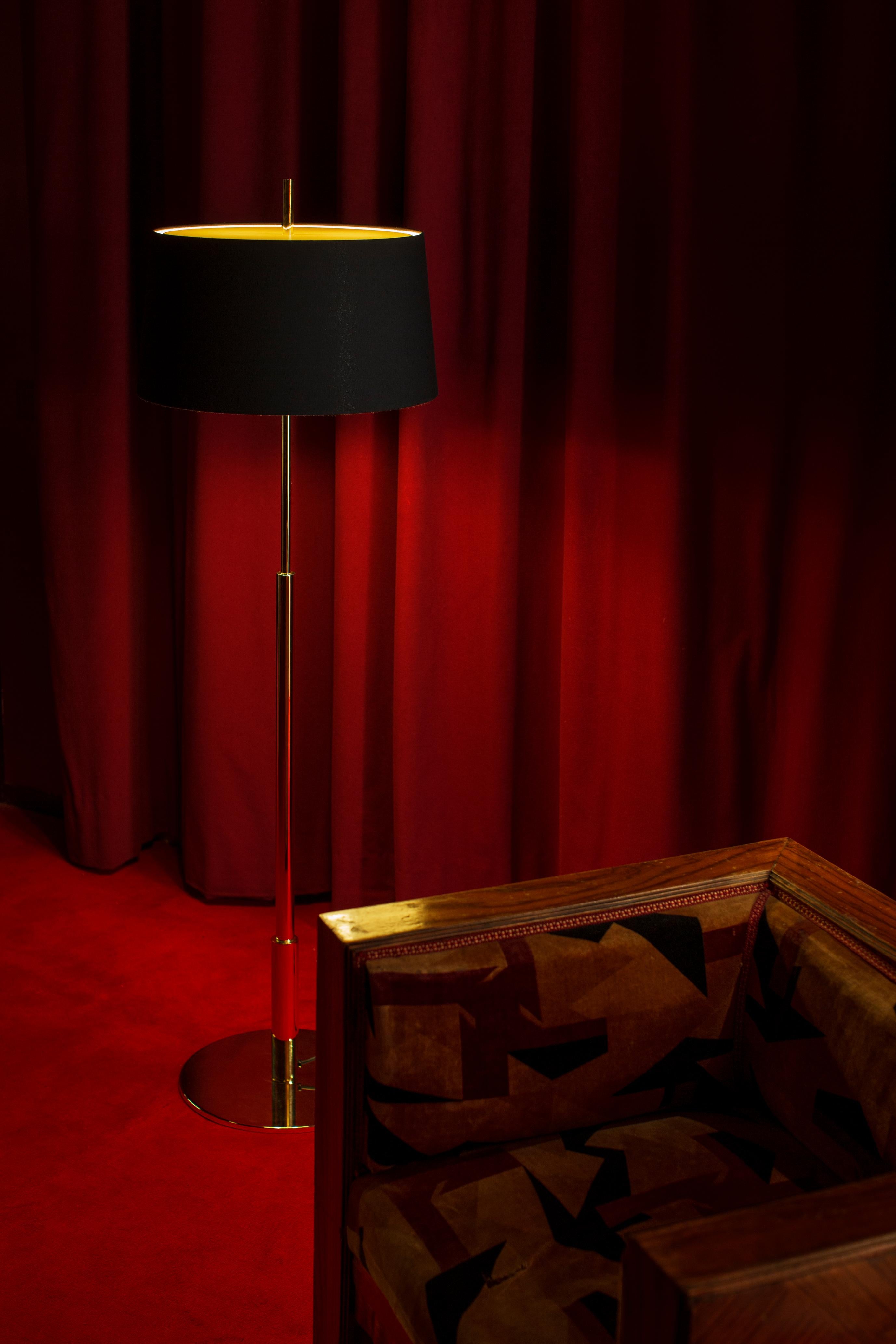 Metal Gold Diana Floor Lamp by Federico Correa, Alfonso Milá, Miguel Milá For Sale