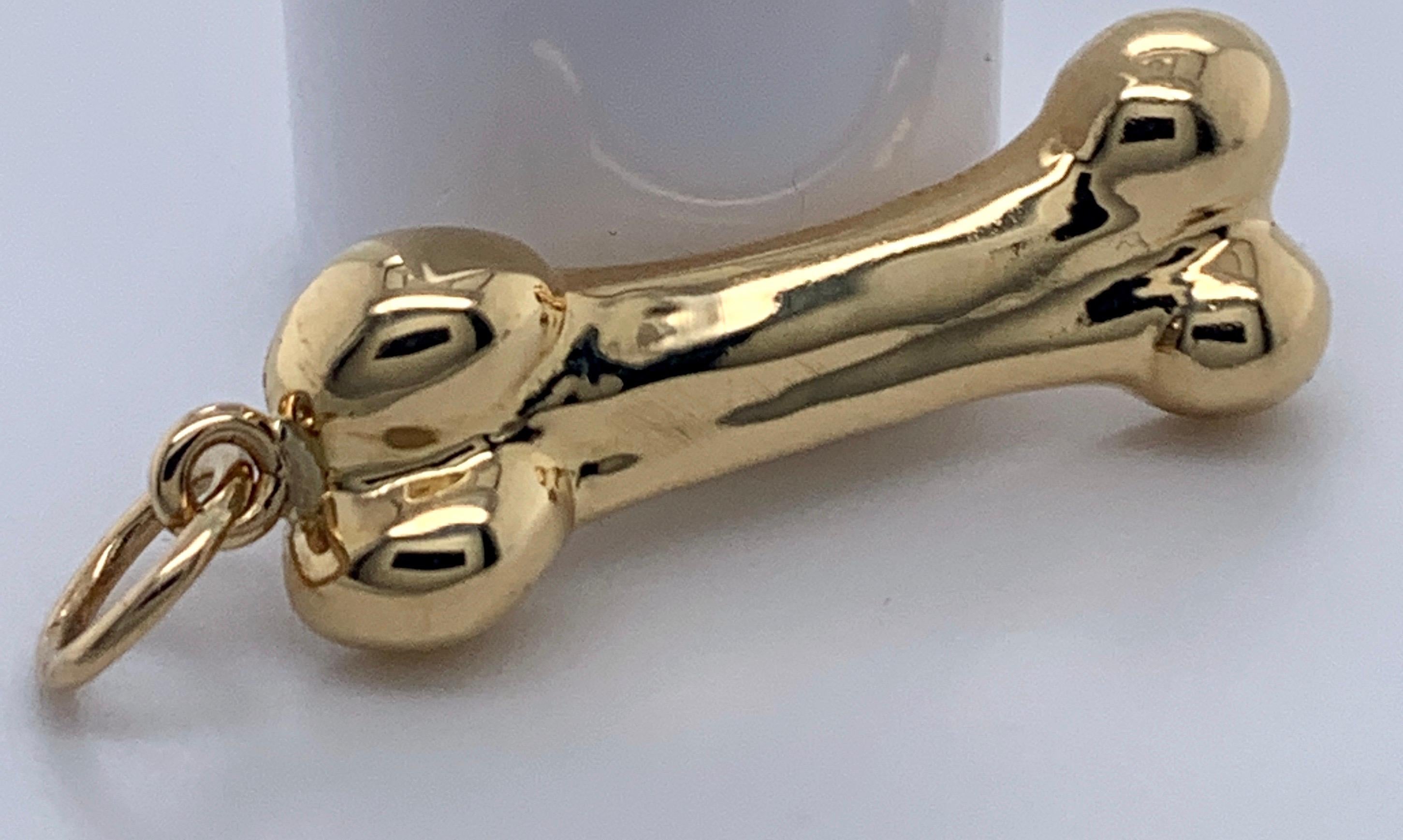 Women's or Men's Gold Dog Bone Charm