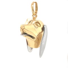Gold Dog Charm with Moveable Ears and Tongue