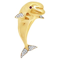 Gold Dolphin Brooch