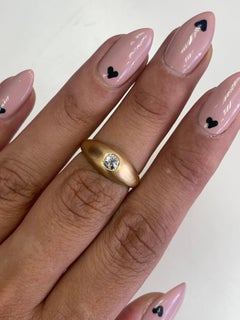 Gold Dome RING, Bezel set Ring, 0.3CT Old Mine Diamond, 18k Gold Matte Finish