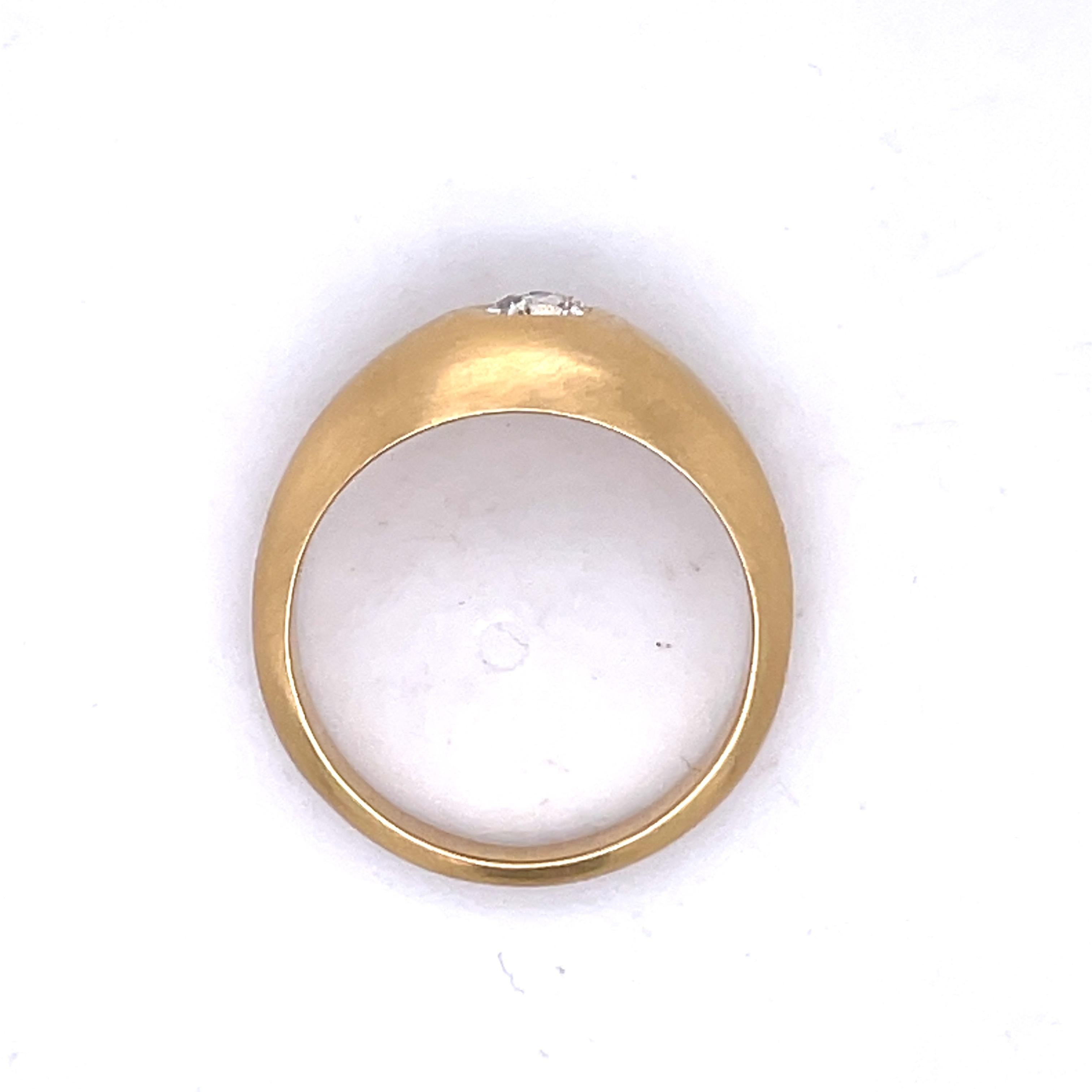 Gold Dome RING, Bezel set Ring, 0.3CT Old Mine Diamond, 18k Gold Matte Finish In New Condition For Sale In Ramat Gan, IL