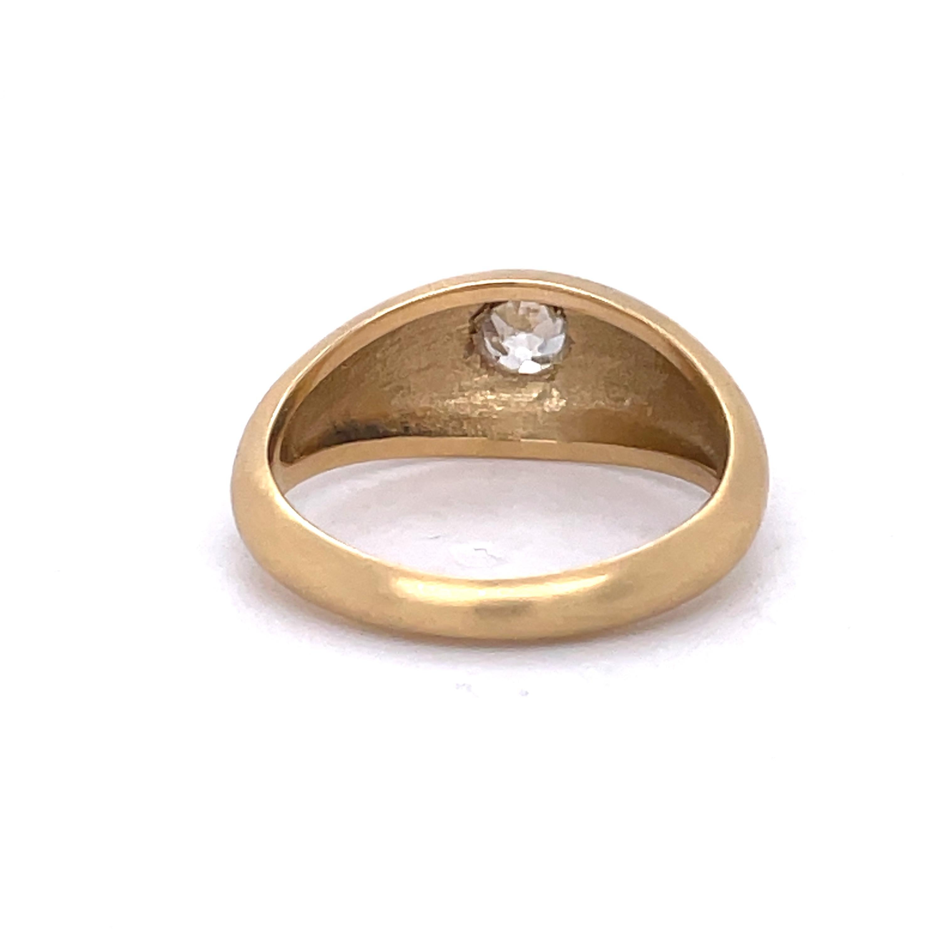 Gold Dome RING, Bezel set Ring, 0.3CT Old Mine Diamond, 18k Gold Matte Finish For Sale 2