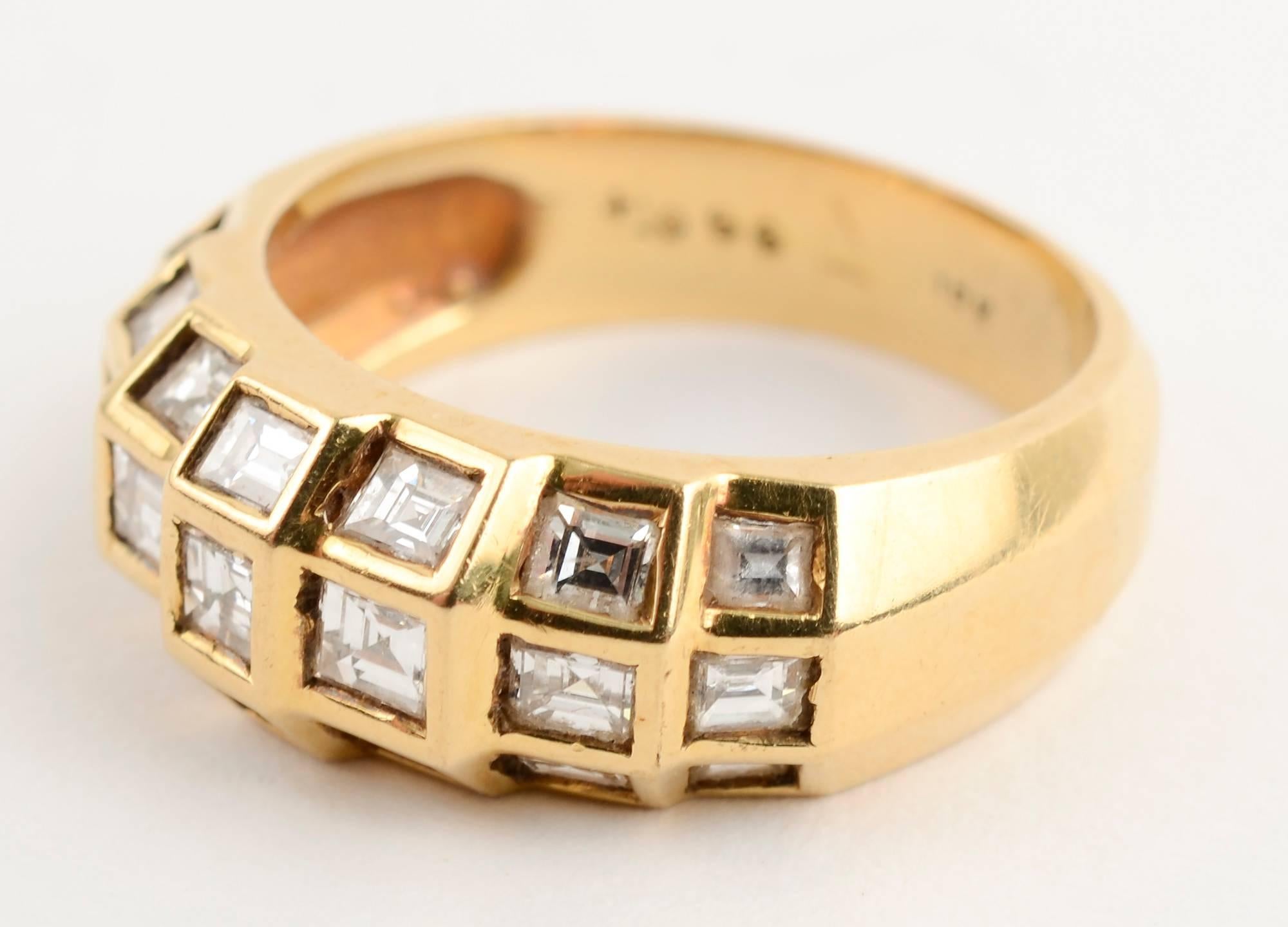 Modernist Gold Dome Ring with Diamonds