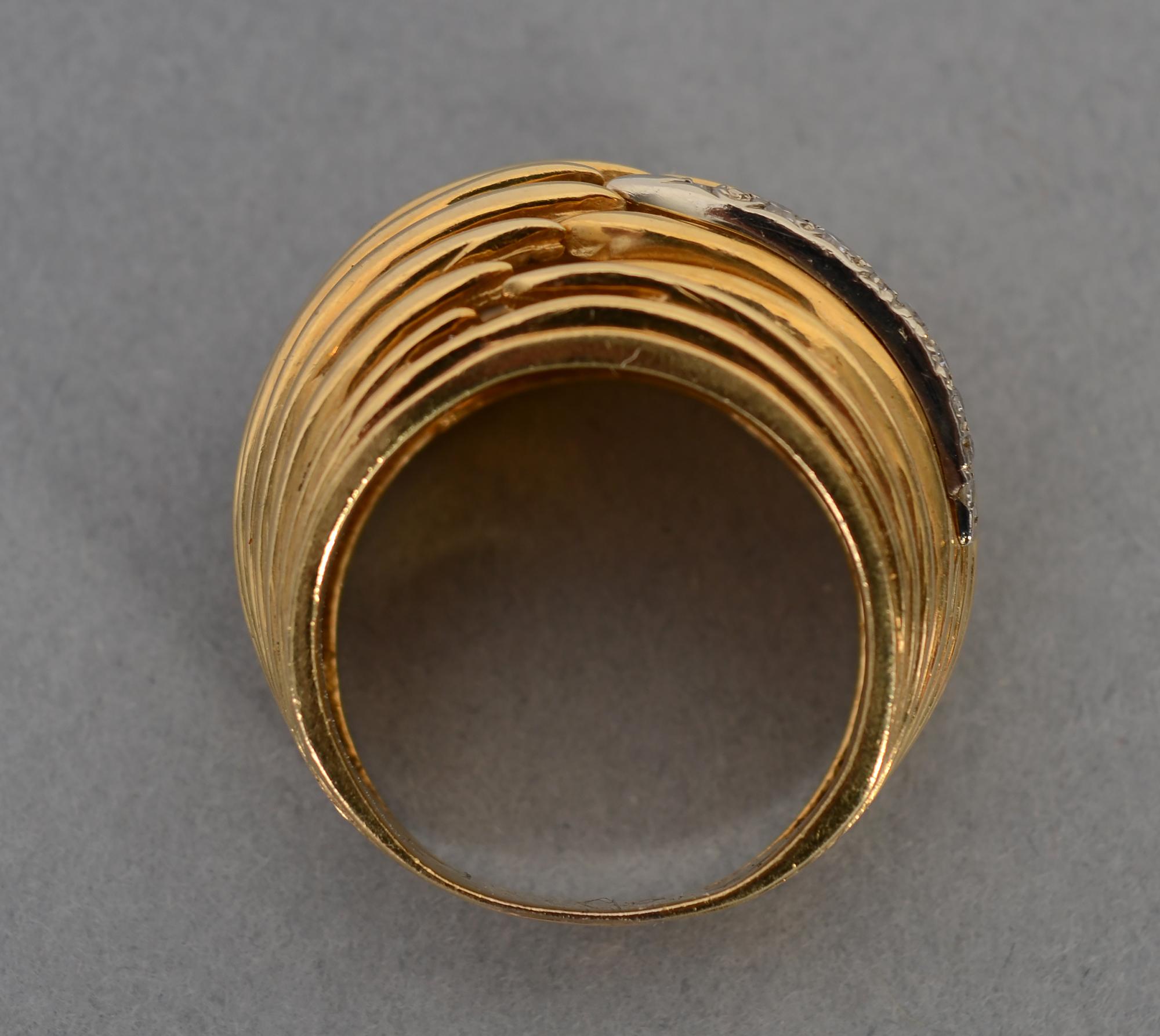 Gold Dome Ring with Diamonds In Excellent Condition In Darnestown, MD