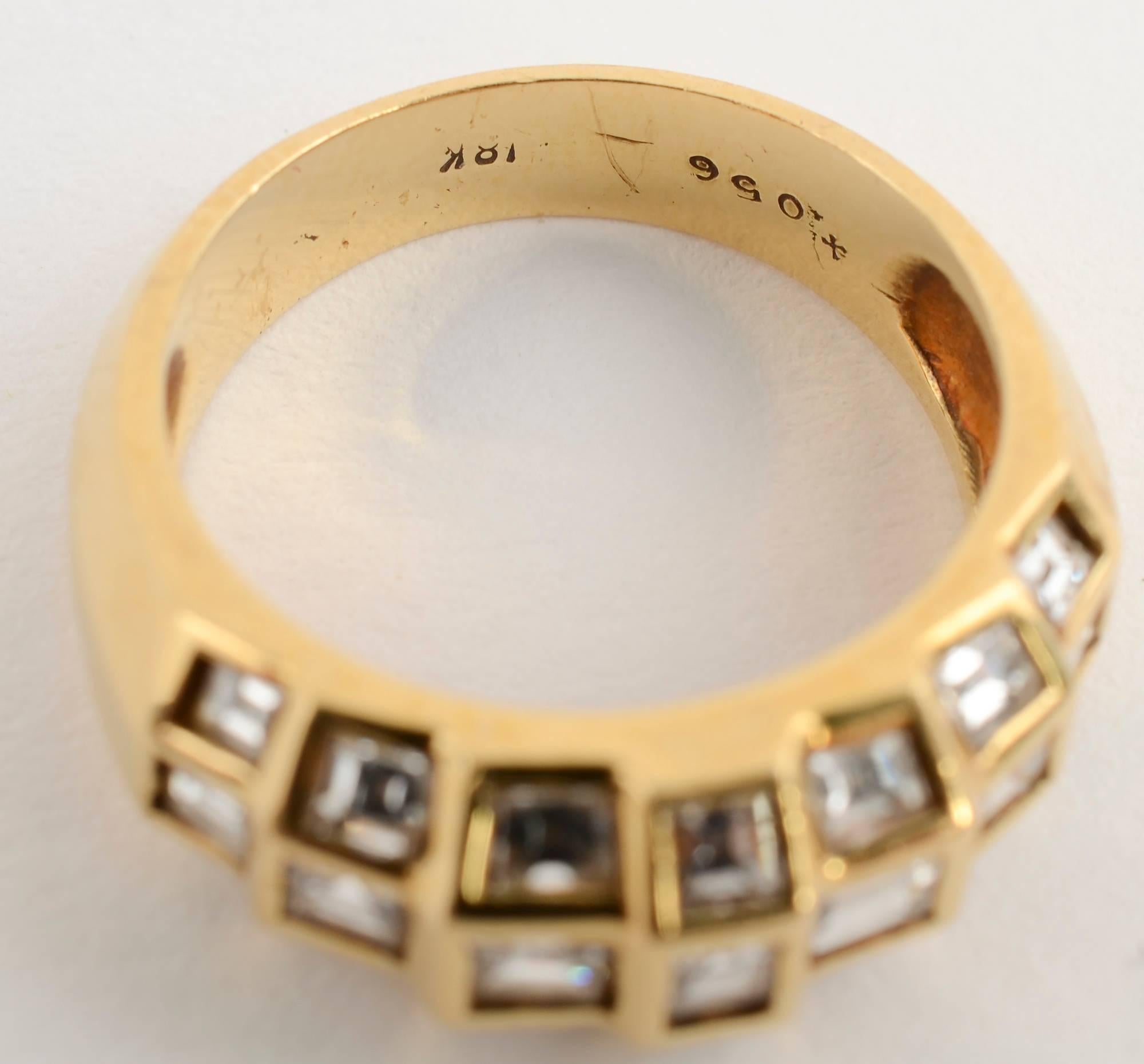 Princess Cut Gold Dome Ring with Diamonds