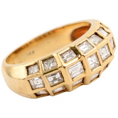 Vintage Gold Dome Ring with Diamonds