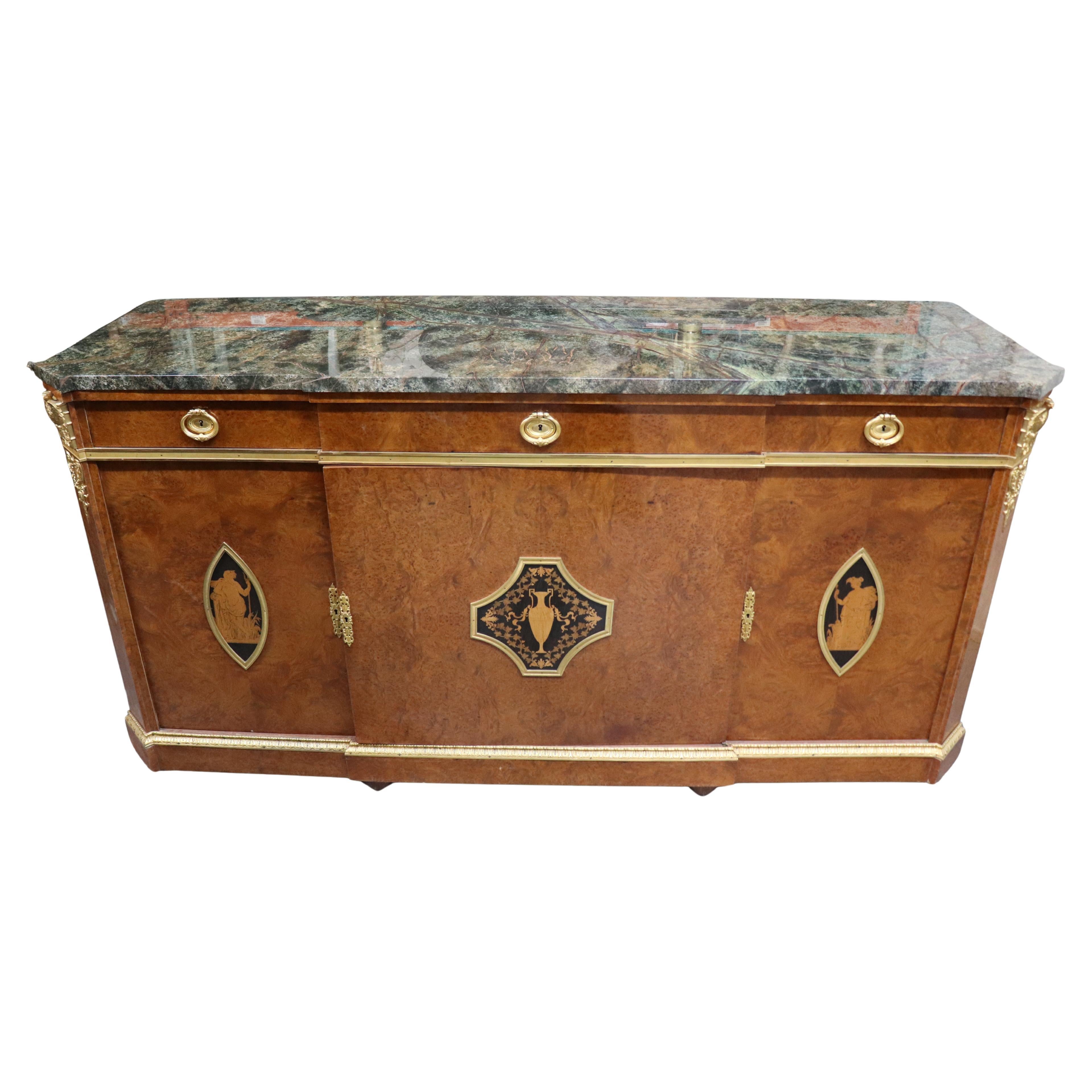 Buffet Francés con Espejo y Tapa de Mármol Verde Maison Forest en Bronce Dorado en venta
