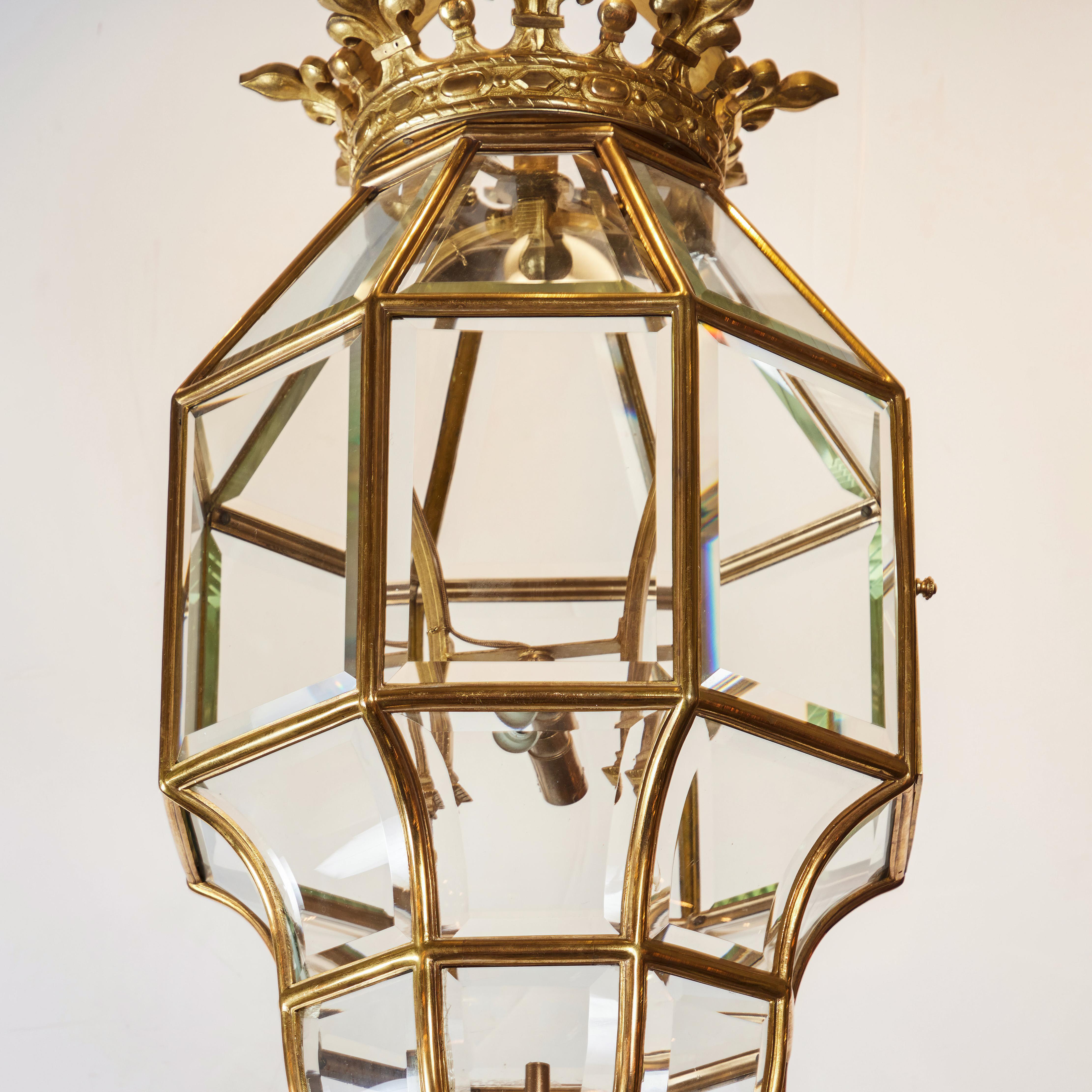 Baroque Gold Dore Bronze Octagon Shaped Lantern For Sale