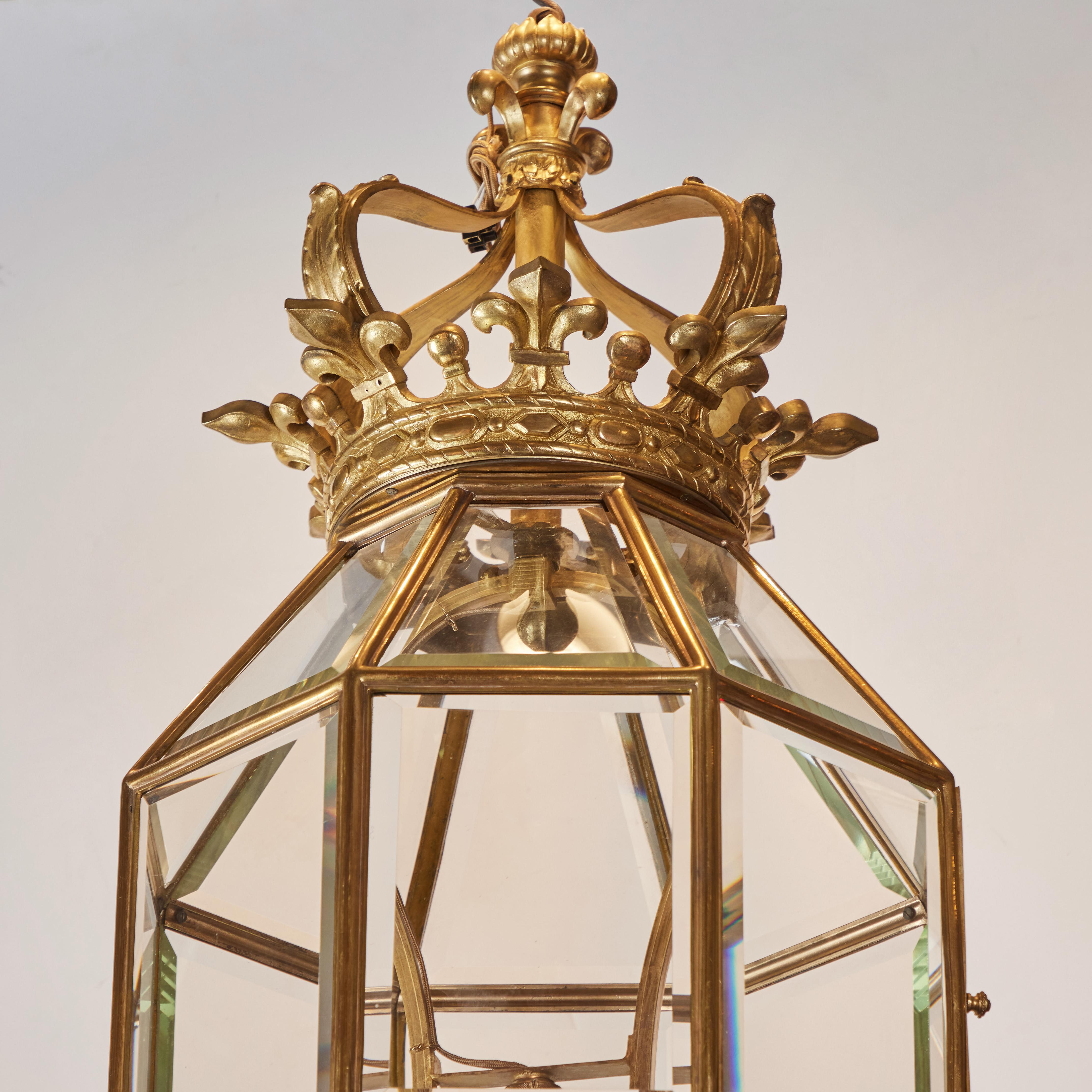 Italian Gold Dore Bronze Octagon Shaped Lantern For Sale