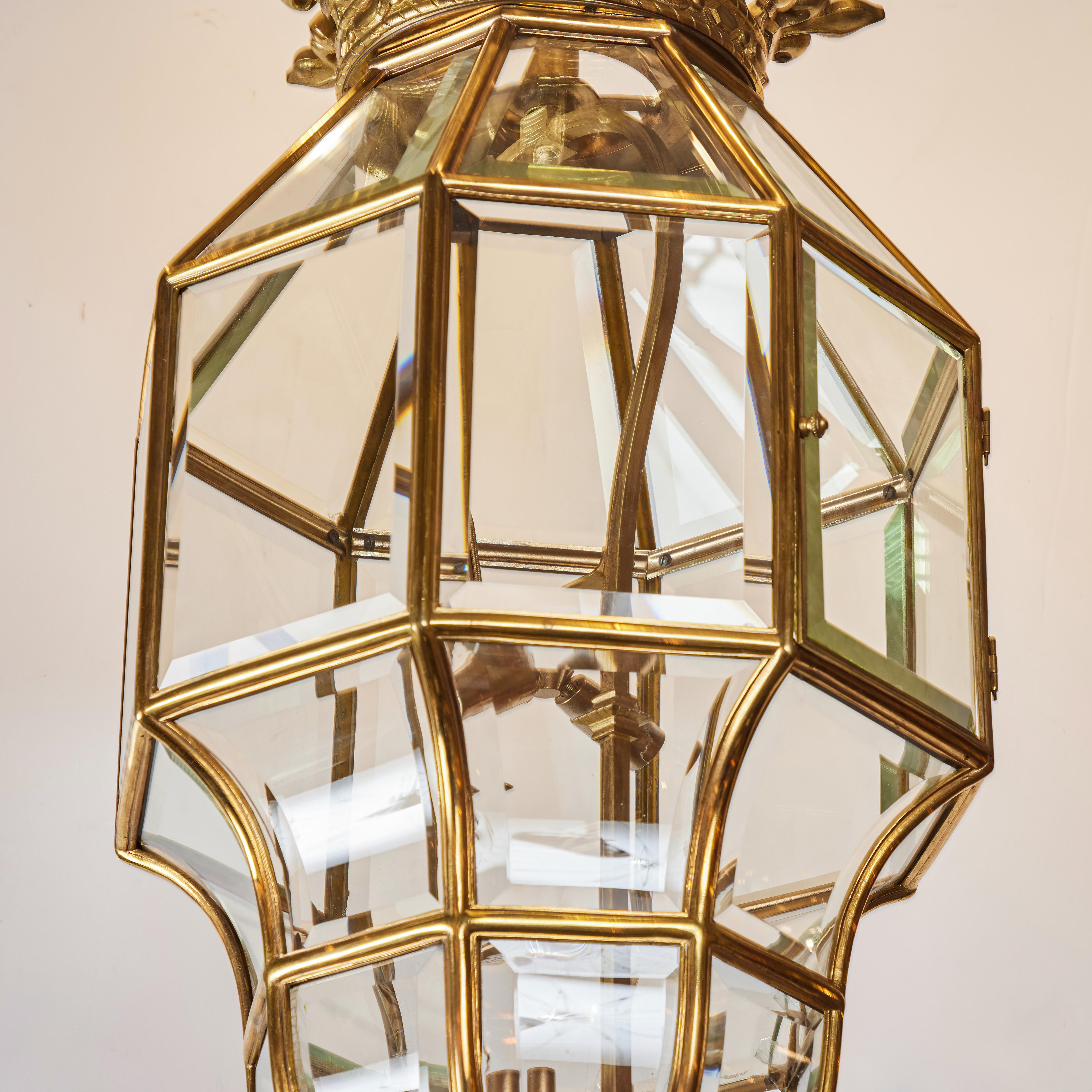 19th Century Gold Dore Bronze Octagon Shaped Lantern For Sale