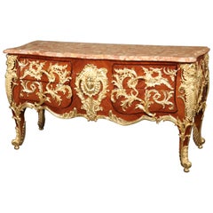 Gold Doré Finished Bronze Mounted Francoise Linke Style Marble Top Commode