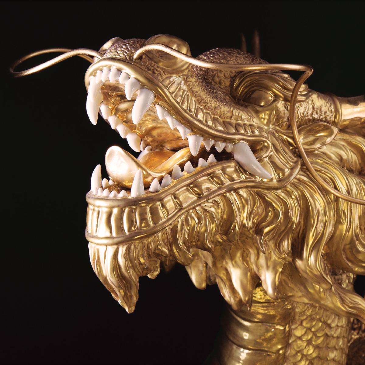 Hand-Crafted Gold Dragon Sculpture For Sale