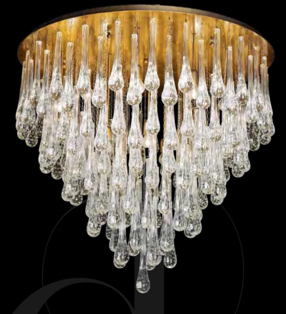 Gold Drop Amazing Murano Glass Chandelier or Flushmount For Sale 3