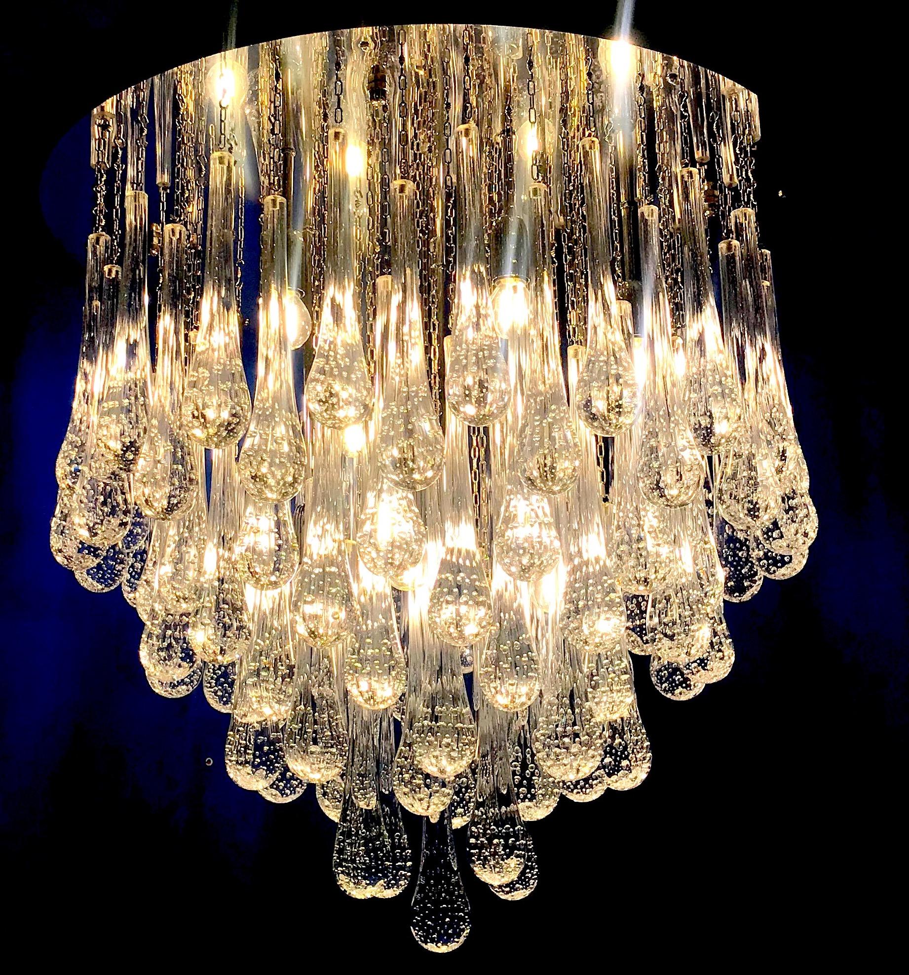 Gold Drop Amazing Murano Glass Chandelier or Flushmount In New Condition For Sale In Rome, IT