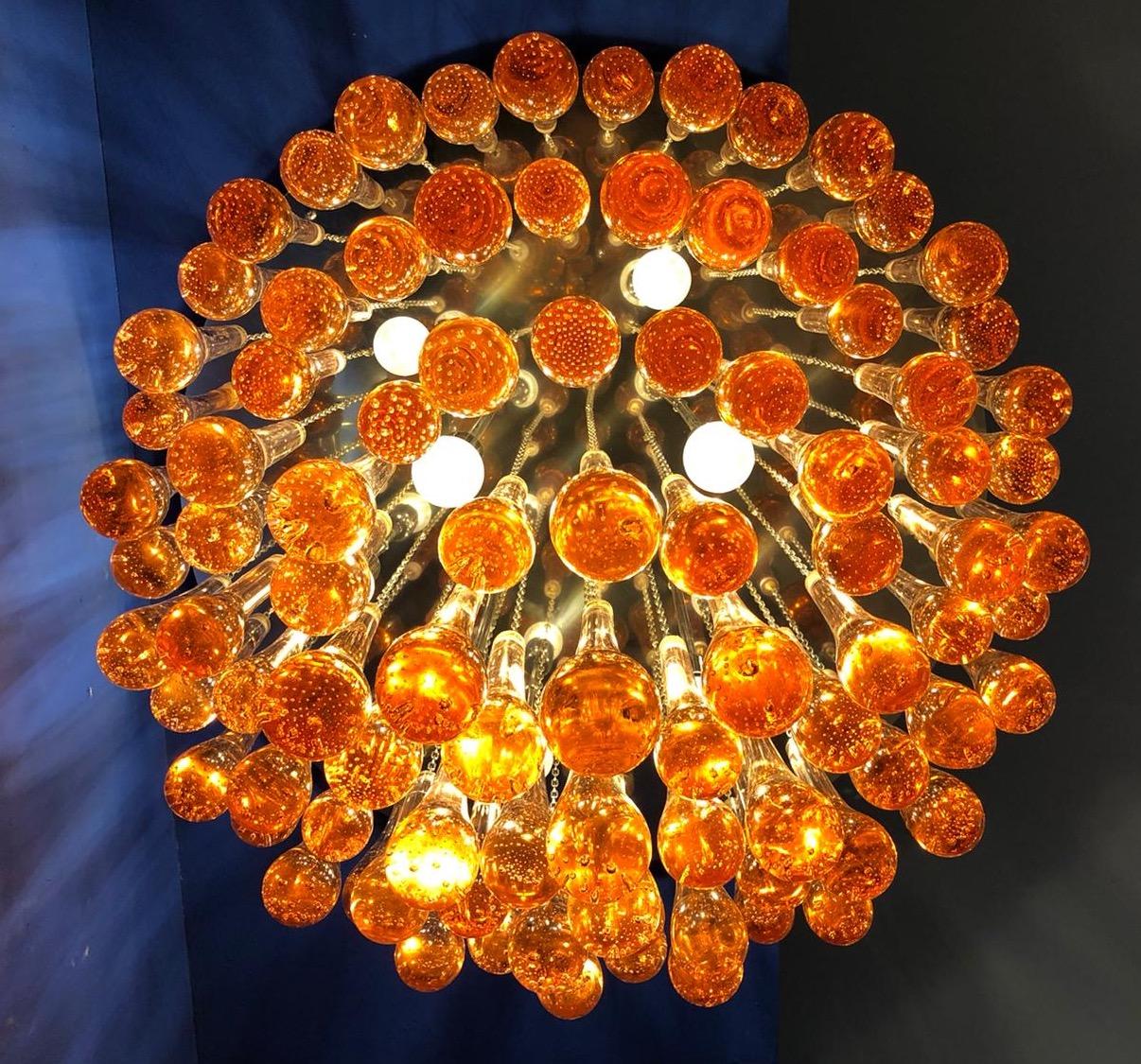 Gold Drop Amazing Murano Glass Chandelier or Flushmount For Sale 2